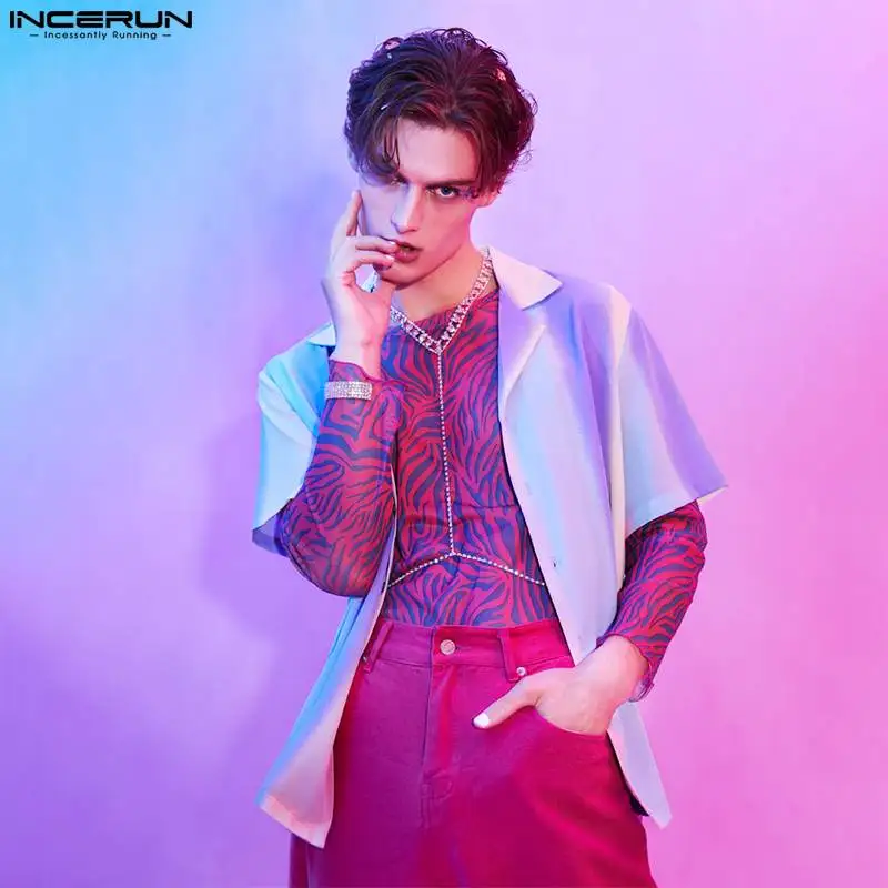 Summer Men Hawaiian Shirt Turn Down Collar Short Sleeve Casual Camisas Hombre Streetwear 2023 Fashion Tie Dye Tops INCERUN S-5XL
