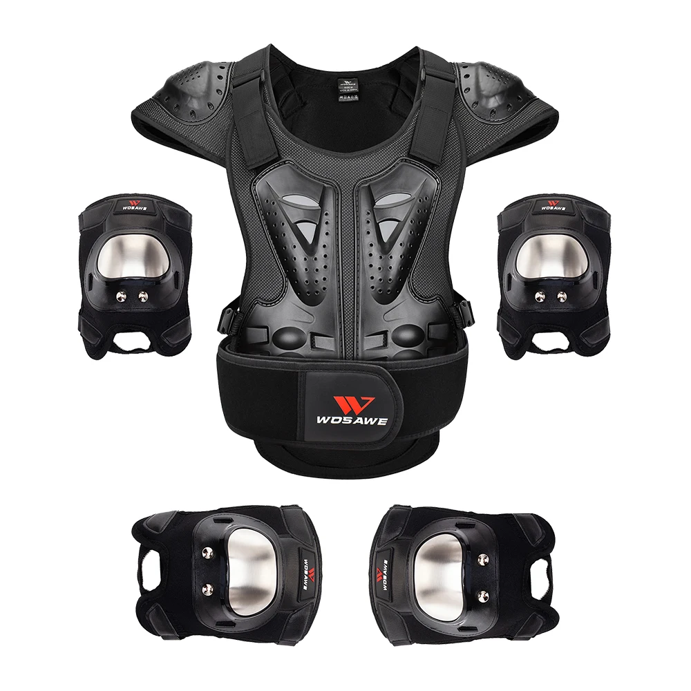 

WOSAWE Motorcycle Vest Armor Stainless Steel Knee Pads Elbow Guard Set Motocross Racing Off-road Snowboarding Skate Protection