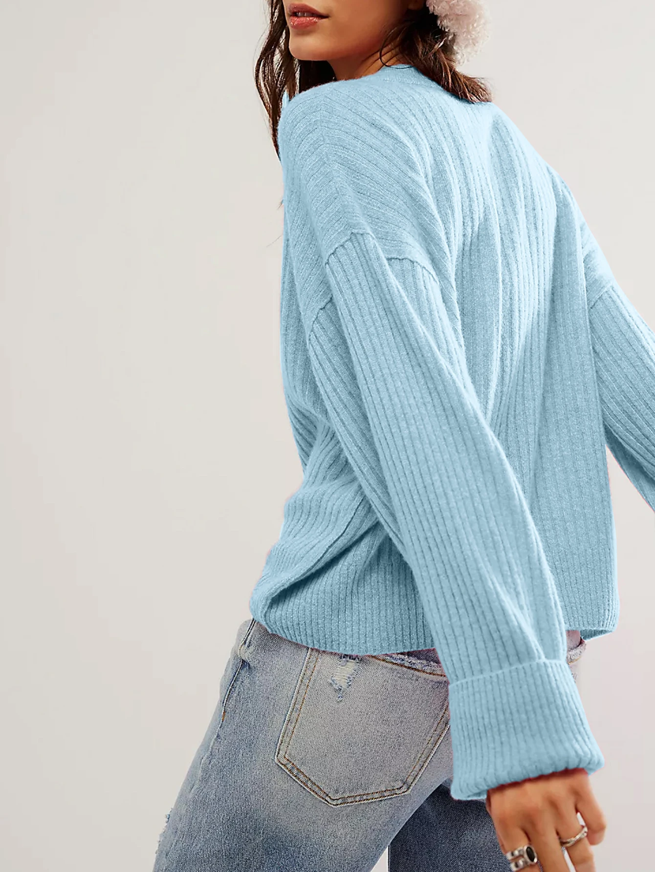 GarbGlory осенне-зимний модный повседневный вязаный свитер с круглым вырезом