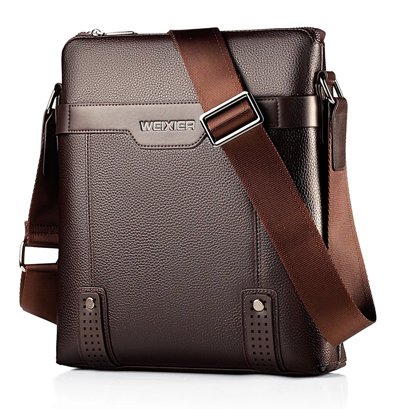 Luxury Leather Shoulder Bag For Men Business Messenger Bag Strap Handbags Male Crossbody Bag Casual Sling Bag For IPAD