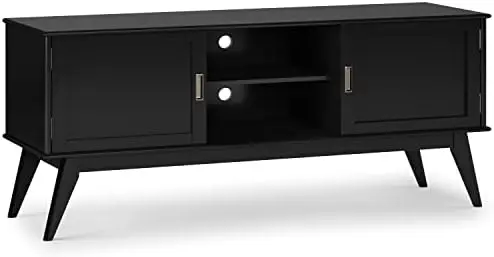 

SOLID HARDWOOD 54 Inch Wide Mid Century Modern TV Media Stand in Teak Brown For TVs up to 60 Inches, For the Living Room and Ent