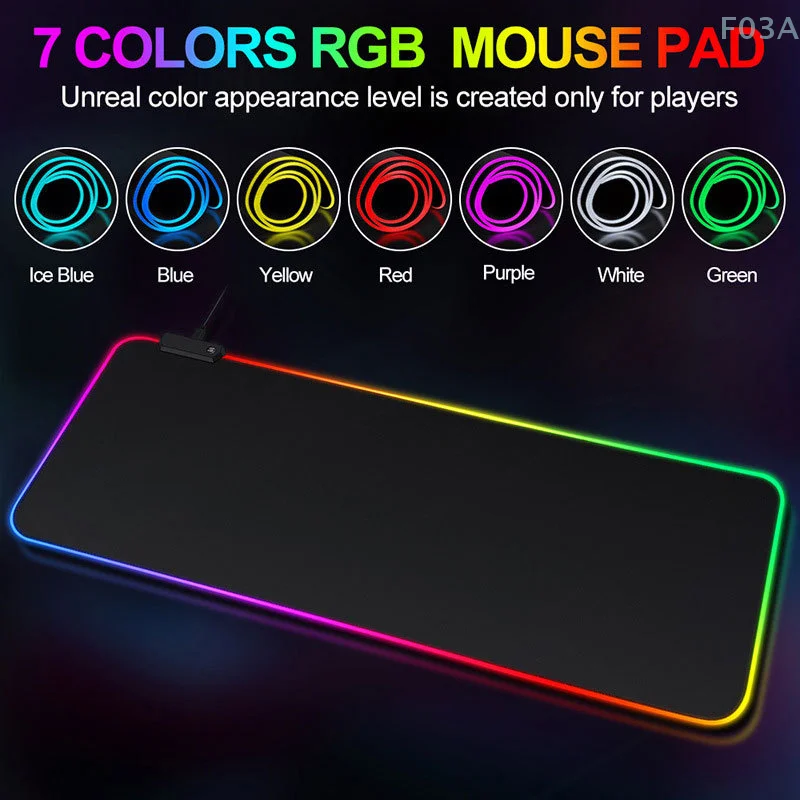 RGB светящийся чистый черный коврик для мыши утолщенный большой стола