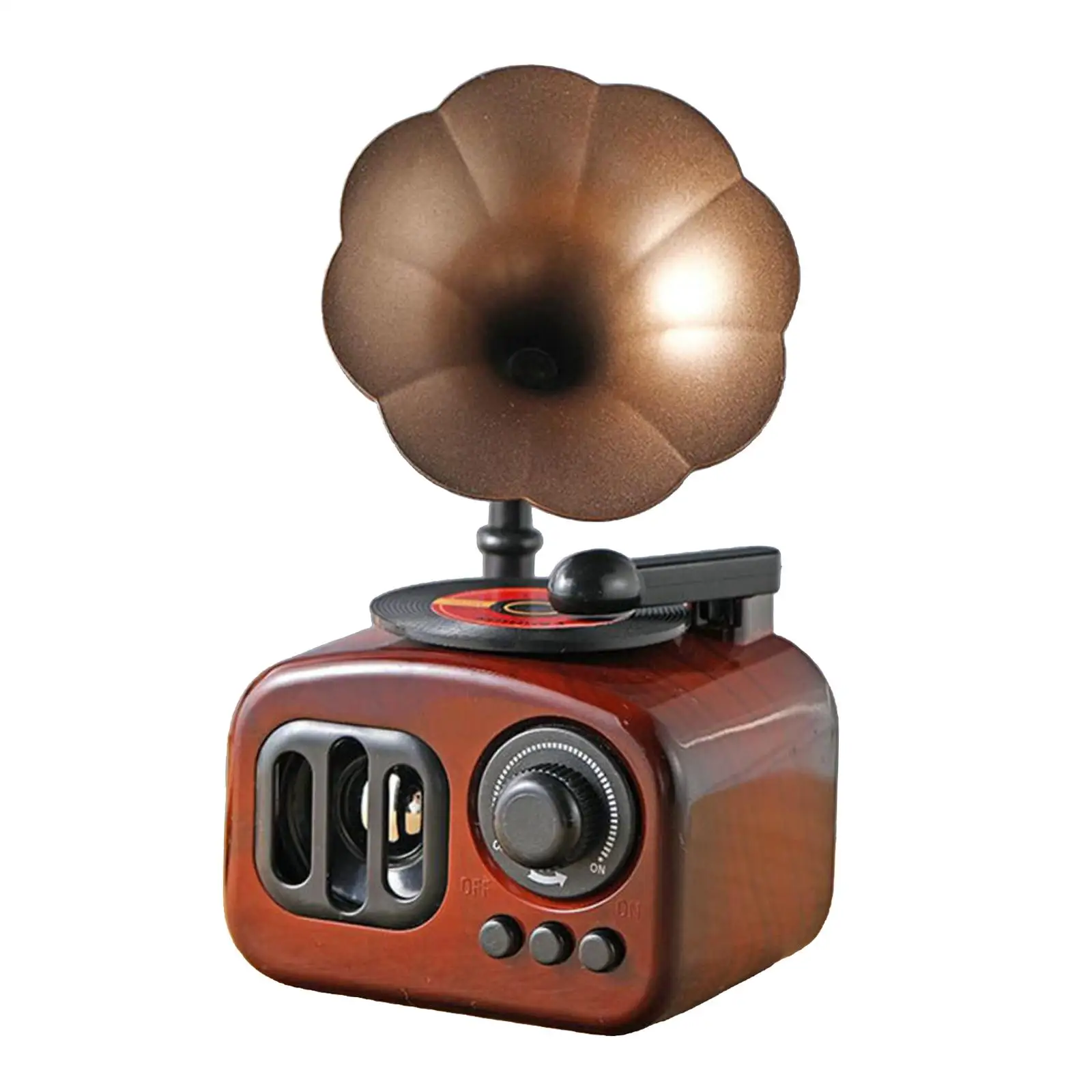 

1pc Music Box Artware Creative Gift Gramophone Shaped Retro Home Decor, 90x95x175mm