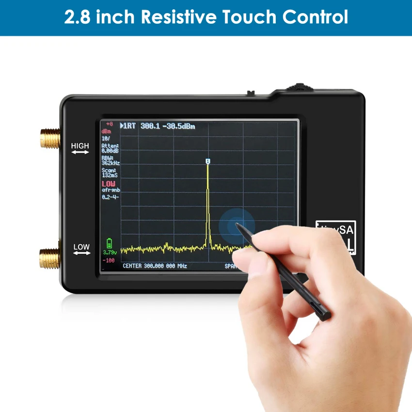 

Spectrum analyzer Hand Held TinySA 2.8 Inch 100kHz to 960MHz Black Interphone Measurement Spectrum Analyzer