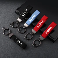 fashion leather car styling badge pendant for hyundai kona 2018 2019 ev metal keychain 4s shop gifts car accessories