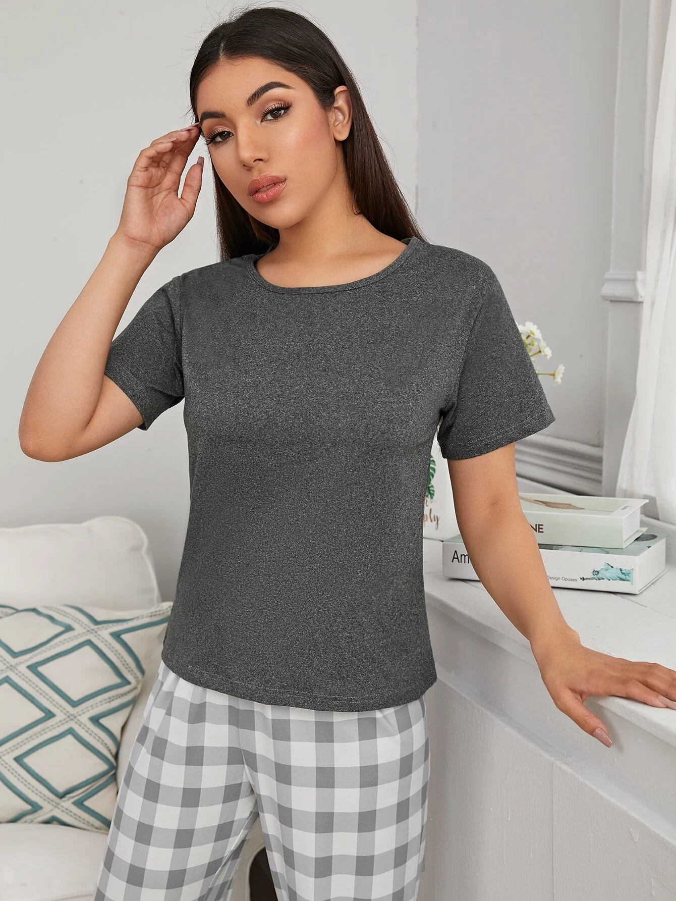 

2022 new Buffalo Plaid Short Sleeve PJ SetWomen's Sleepwear Sexy Pajamas for Women