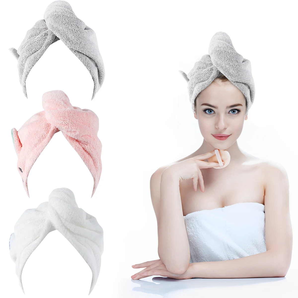 

3 шт., шапочки для сухих волос из микрофибры