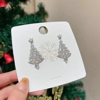 new fashion zircon christmas tree earrings for women girls luxury sparkling temperament earrings female exquisite jewelry