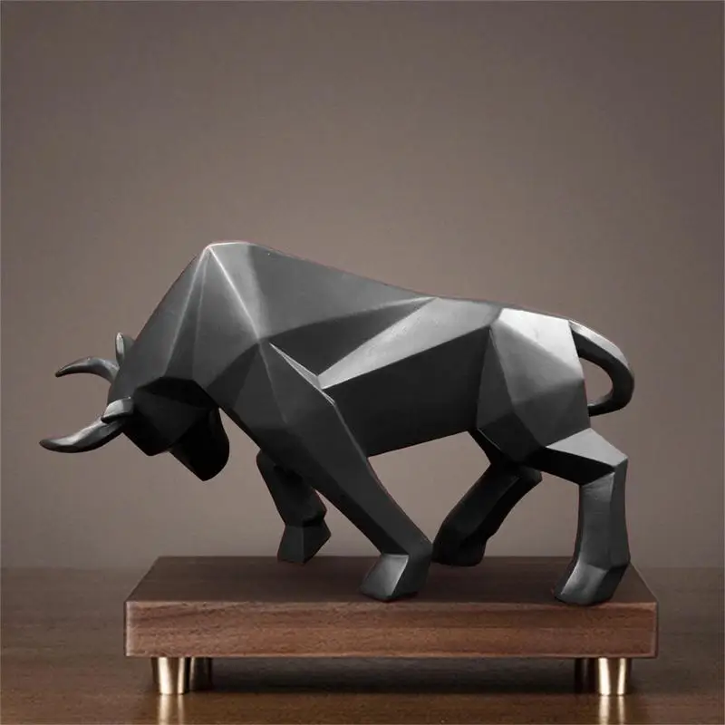 

Bull Sculpture Abstract Bull Figurine Home Decor Resin Animal Sculptures Tabletop Decoration For Home Office Stock Market Decor