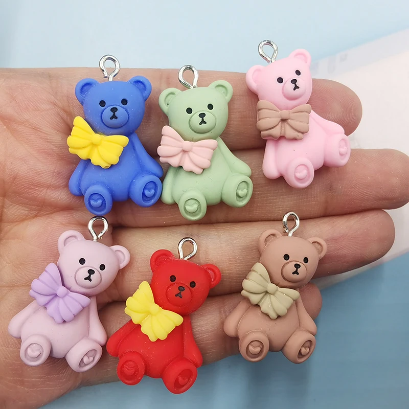 

10 шт. милый бант медведь подвеска из смолы для изготовления ювелирных изделий серьги милая животная пластырь DIY чехол для телефона C784