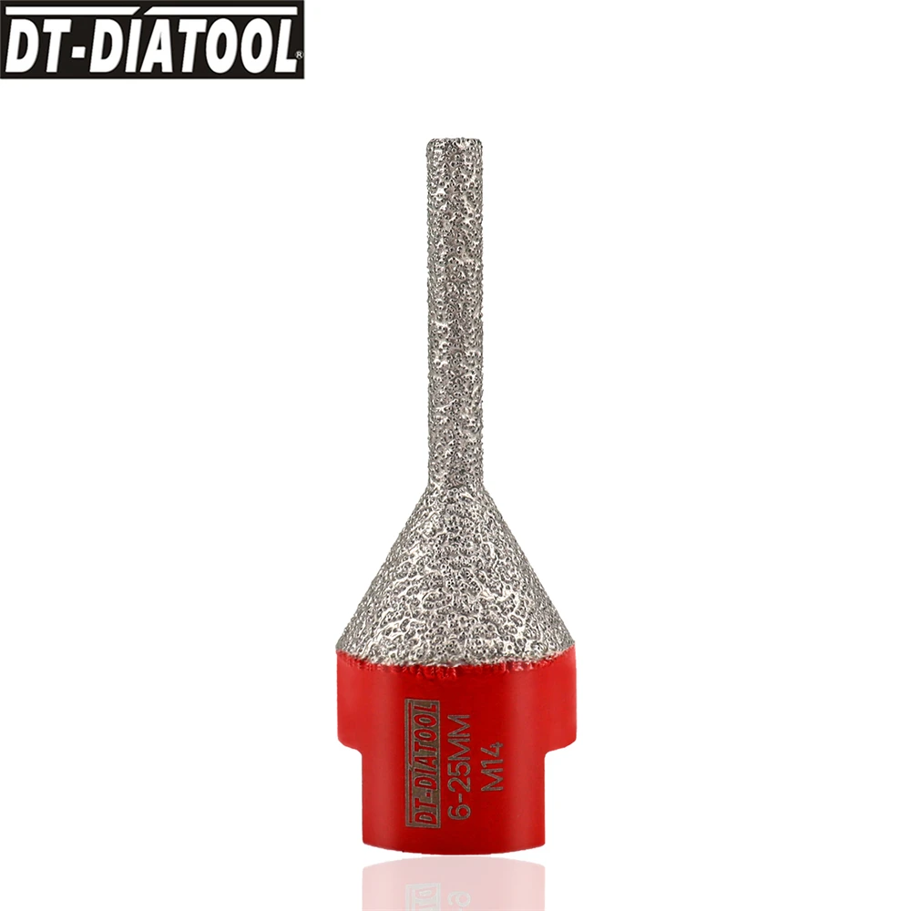 

DT-DIATOOL 6mmx25mm Diamond Finger Bit Cone Chamfering Milling Porcelain Tile Marble Milling Cutters M14