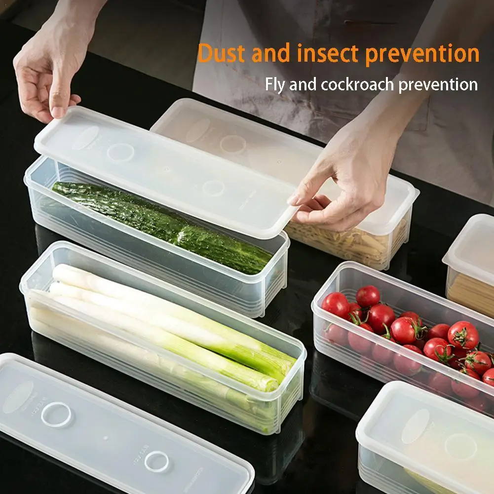 

1Pc Rectangular Sealed Pasta Spaghetti Box Hermetic Fruit gadgets Plastic Kitchen Jar Storage Box Kitchen Refrigerator O8W2