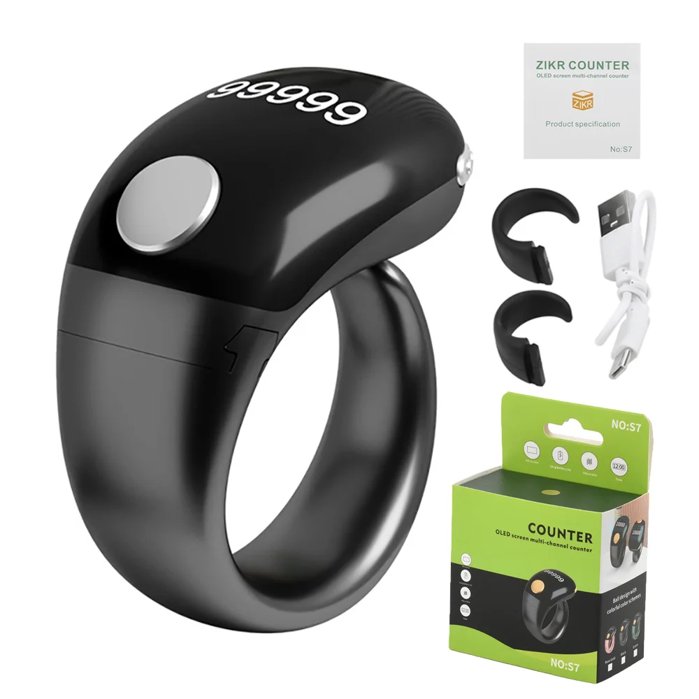 

Умное кольцо Zikr, счетчик тасбих, сменный держатель кольца, OLED-дисплей, счетчик для времени молитвы, вибрационное напоминание, водонепроницаемое