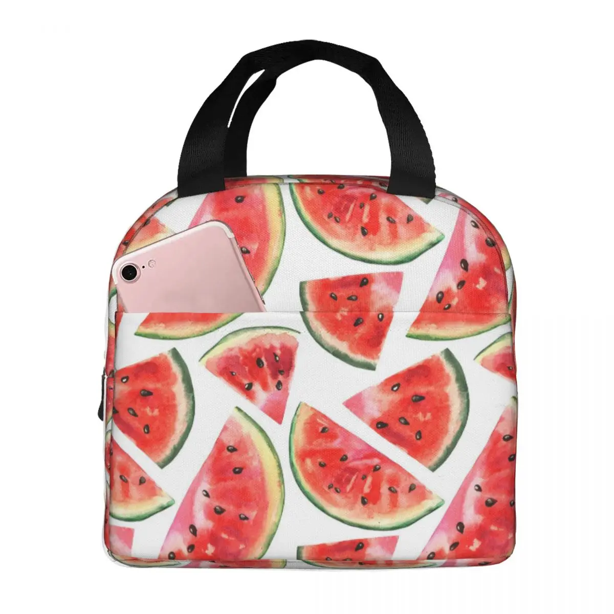 

Lunch Bag for Men Women Watermelon Fruit Insulated Cooler Bag Waterproof School Polyester Tote Food Bag