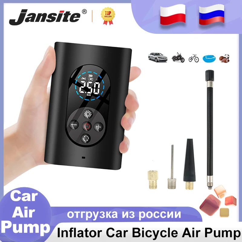 

Портативный автомобильный воздушный насос Jansite, компрессор, электрический беспроводной насос для шин 12 В, 4000 мАч, аккумулятор для автомобил...