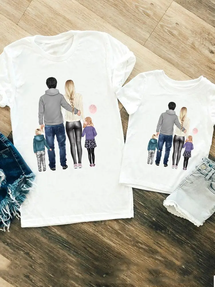 

Daughter Son Love New 90s Family Matching Outfits Tee T-shirt Women Girls Boys Kid Child Summer Mom Mama Tshirt Clothes Clothing