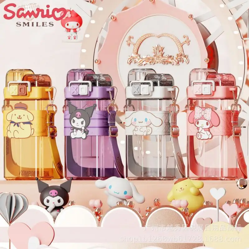 

Новая чашка для воды Sanrio Kawaii Mymelody Kuromi Cinnamoroll мультяшная чашка для воды в стиле панк для студентов Милая чашка для воды с ремешком для девушек