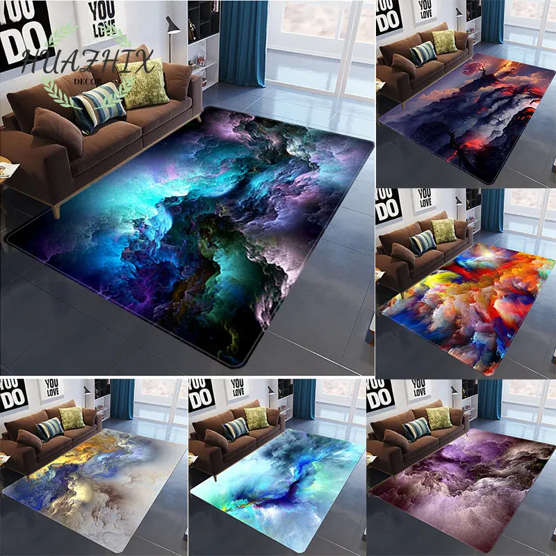 

3D Galaxy Space Stars Carpets Living Room Decoration Bedroom Parlor Tea Table Area Rug Home Decor Large Rugs Anti-skid Floor Mat