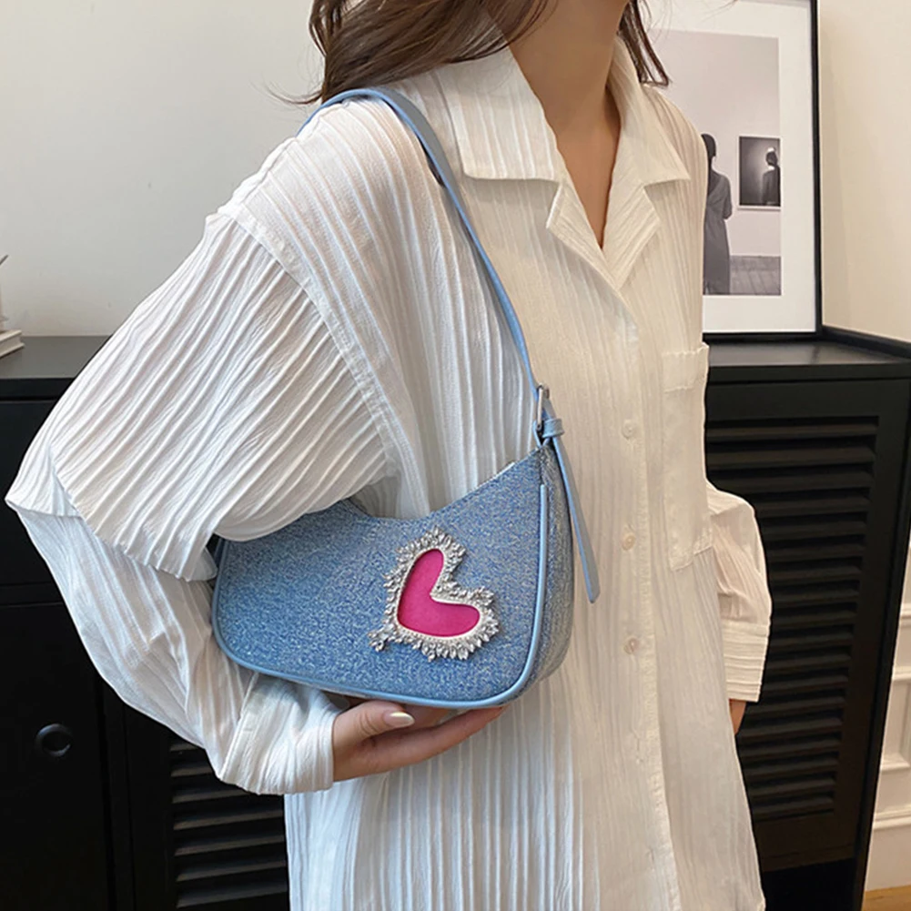 

Crossbody Bag Large Capacity Cowboy Composite Shoulder Bag Breathable Women Durable Scratch Resistant with Zipper Daily Leisure