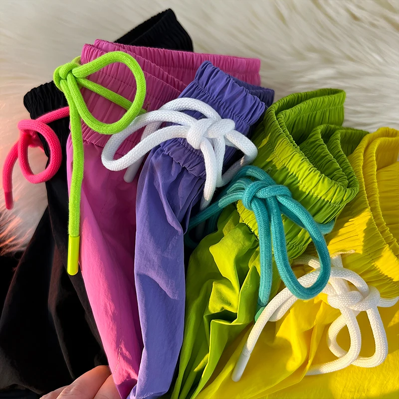 

Privathinker Quick Drying Women's Shorts Letter Graphic Candy Color Fashion Unisex Short Pants Hip Hop Summer Female Bottoms