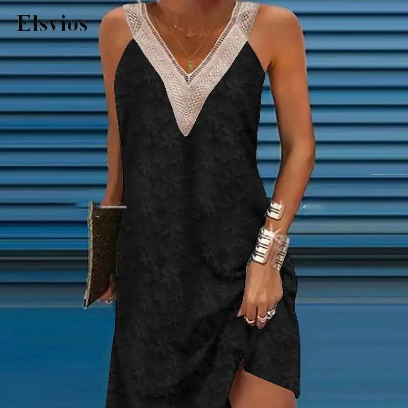 

Повседневное модное офисное женское платье на бретелях, летнее модное мини-платье без рукавов, женские сексуальные платья-трапеции с V-образным вырезом и вышивкой