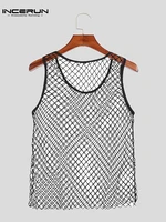 american style new mens sexy leisure waistcoat stylish male party wear breathable mesh sleeveless vests s 5xl incerun tops 2022