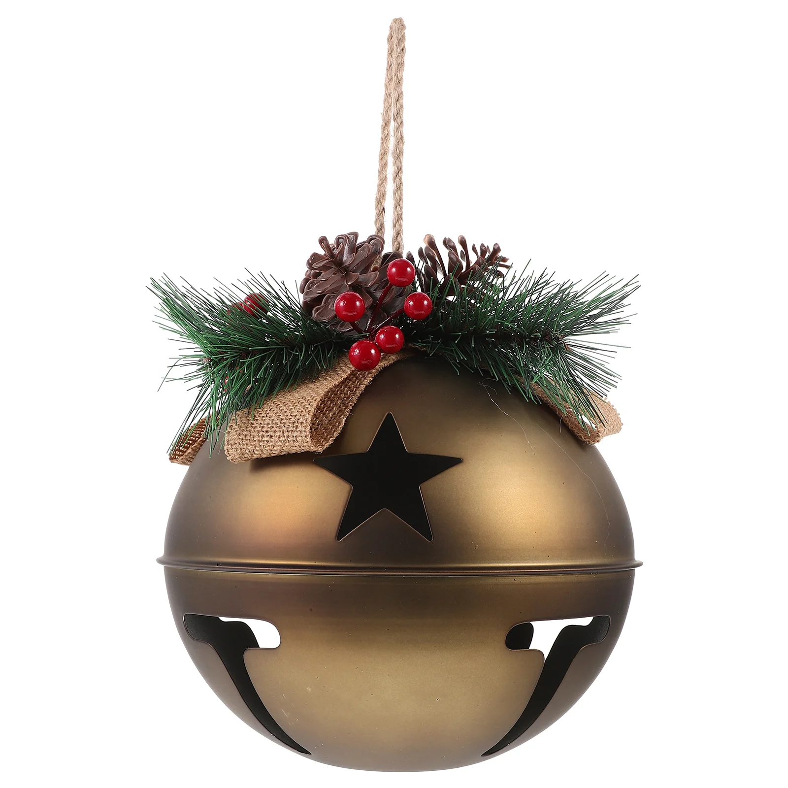 

Christmas Jingle Bells Ornaments Metal Star Cutout Bells Artificial Pine Cone Bell Pendants Christmas Tree Hanging