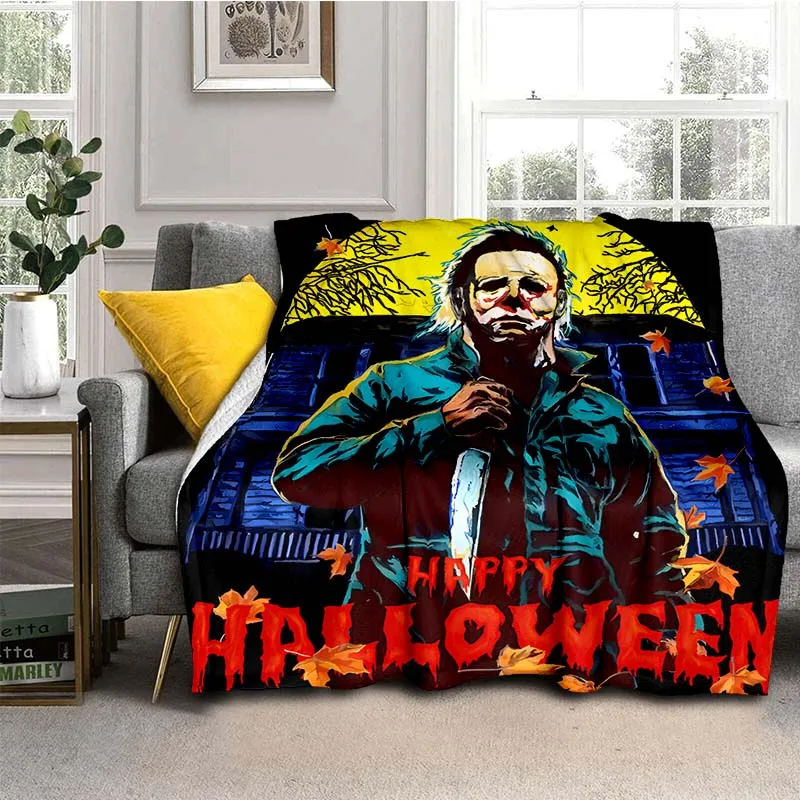 

Мягкое 3D одеяло с изображением Хэллоуина Майкла Майерса из фильма ужасов, легкое Фланелевое Флисовое одеяло, одеяло для пикника
