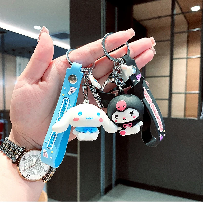 

Kawaii Sanrios Cinnamonroll Kuromi My Melody Cartoon Doll Figure Keychains Modle Keyring Pendant Key Chain Kids Gift