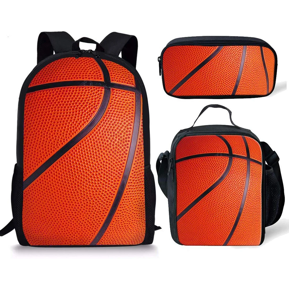 

3D Cartoon Basketball printing Boys school bag Children Backpack Schoolbags Lunch bag Kids Student Backpack 1-5 grade For Boy