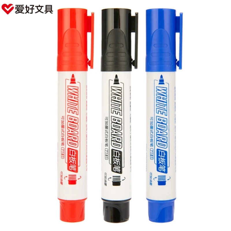 

Whiteboard Markers, Whiteboard Pens 3 Assorted Color Black Blue Red Pens Dry Wipe Pens for Home School Office