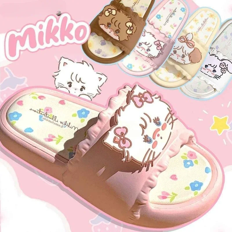 Мягкие милые шлепанцы с цветочным рисунком одним ремешком