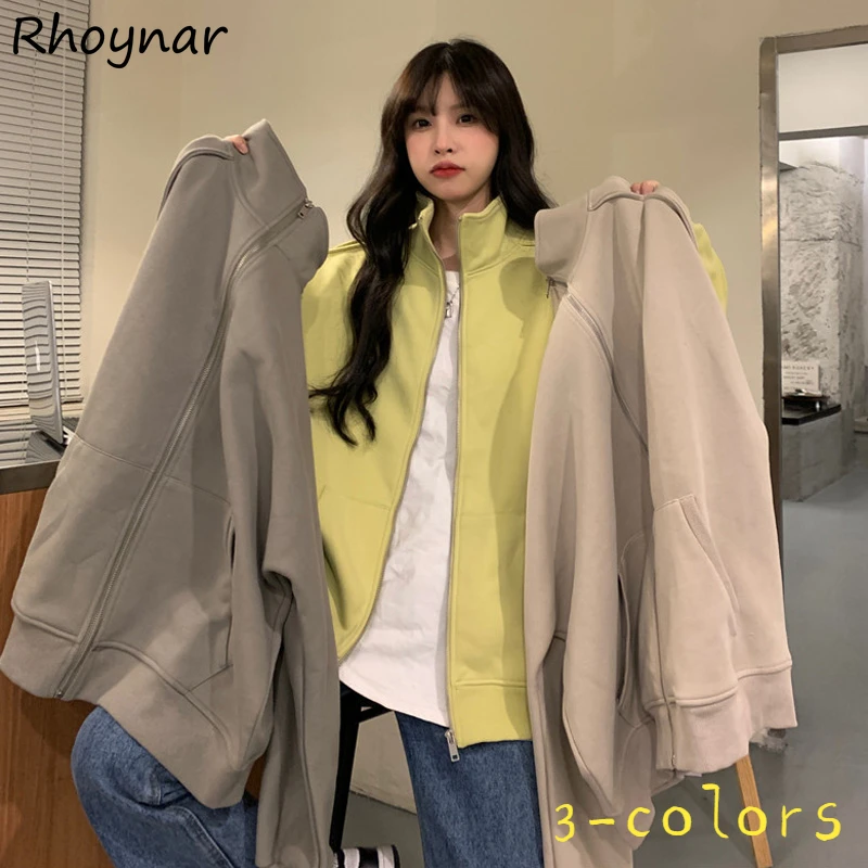 

Sweatshirts Women Spring Casual Stand Couple Trendy Streetwear Korean Style Loose Ropa Mujer Basic Cozy Young All-match Chic New