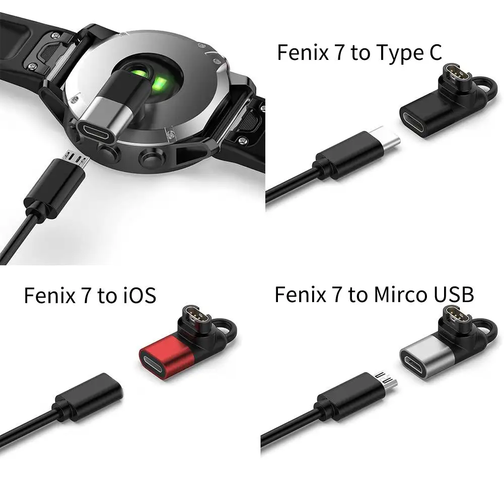 Переходник для зарядного устройства с разъемом USB Type C/Micro/ios на 4 контакта Garmin Fenix