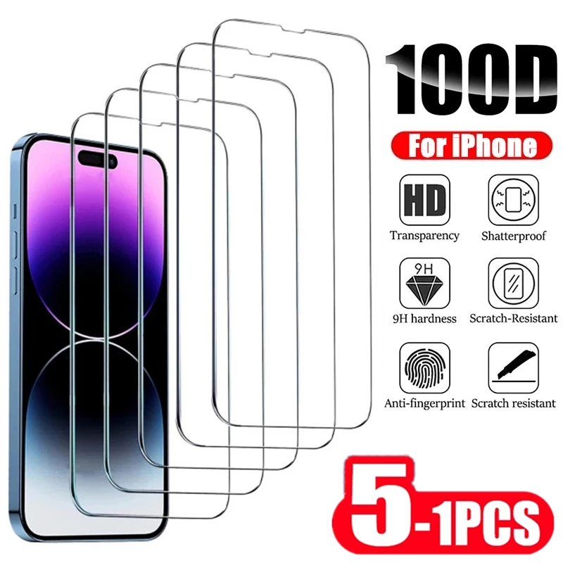 

1-5Pcs Tempered Glass for IPhone 14 Pro Max 13 Mini 8 7 Plus Screen Protector for iPhone 13 12 11 PRO MAX XR XS Full Cover Glass