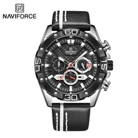 naviforce men watches high quality leather band military 110 second chronograph sport quartz wristwatch waterproof luxury clock
