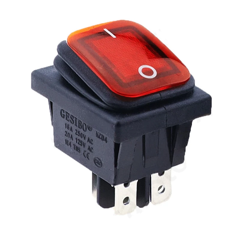 

Водонепроницаемый клавишный переключатель KCD4-201 красный