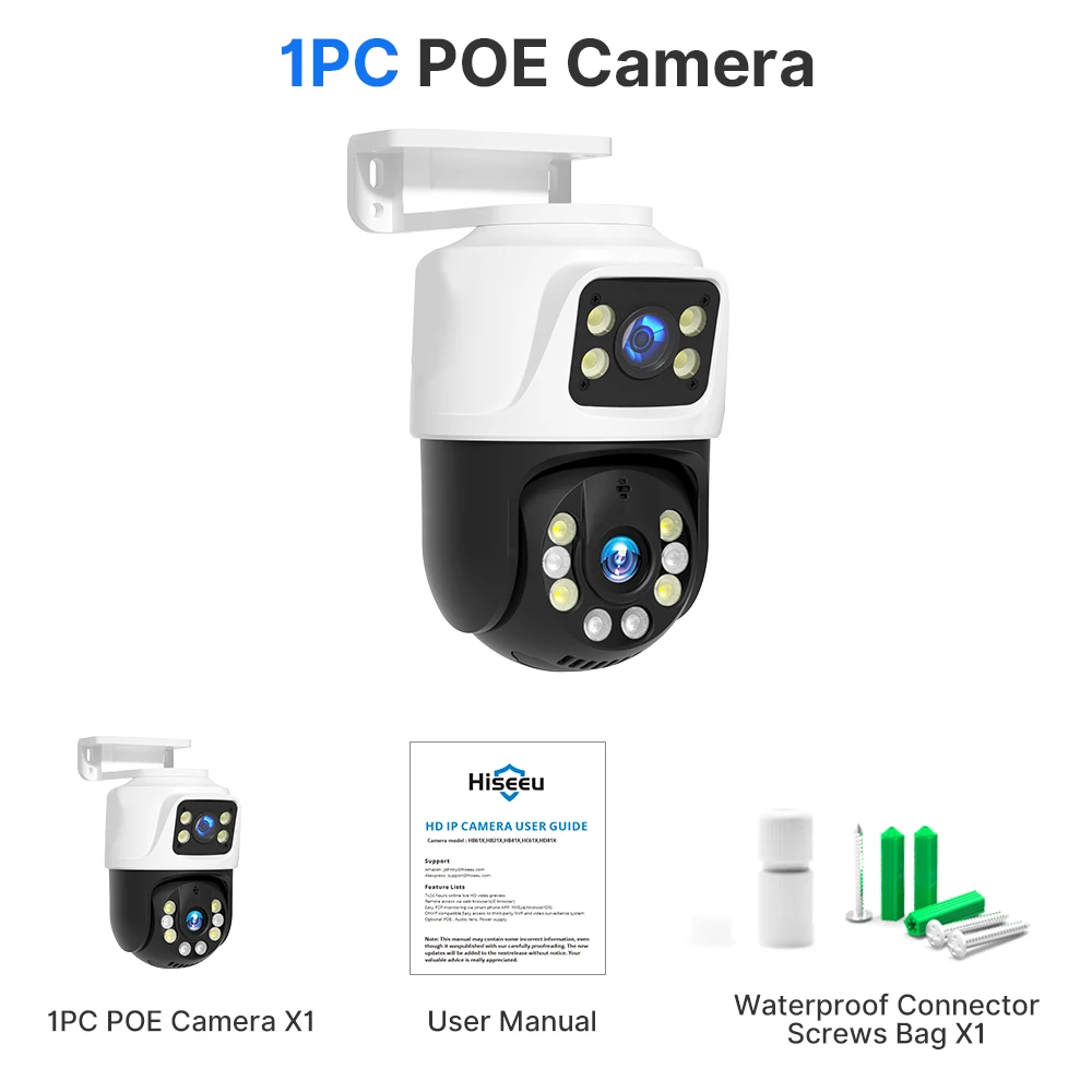 

Hiseeu Dual Lens 6MP POE PTZ камера