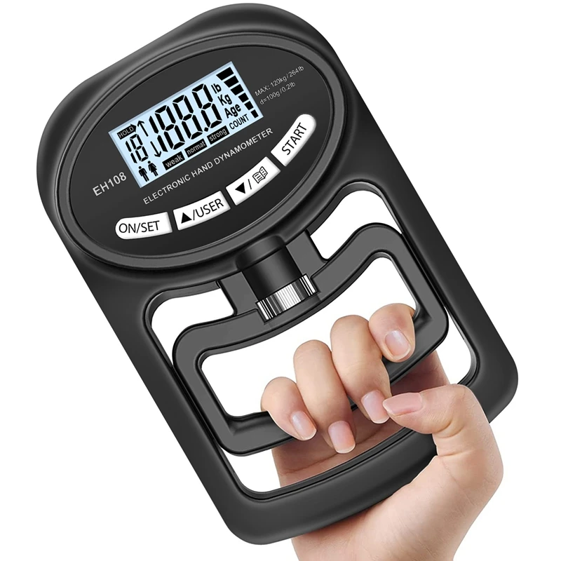 

265 Lbs / 120Kgs Hand Dynamometer Grip Strength Trainer-Electronic Hand Grip Strength Tester Grip Strengthener