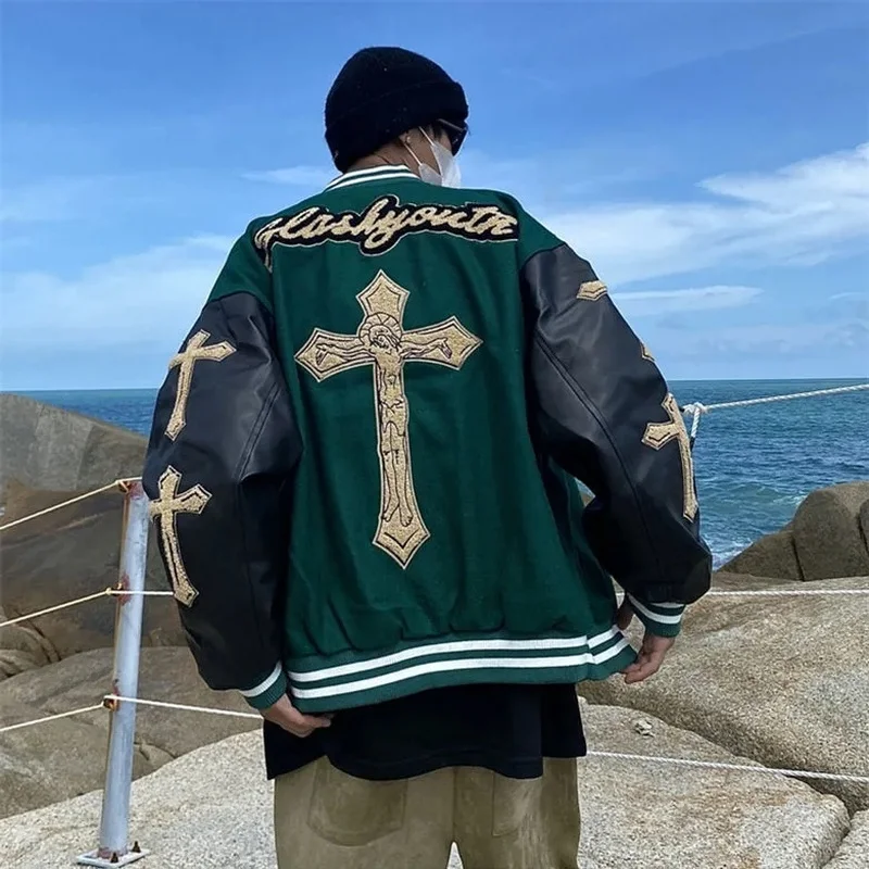 

Y2K Retro Jacket American Cross-stitch Baseball Uniform Men's Ins Spring and Autumn Trendy Brand Hip-hop Loose Couple Jacket