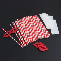 40 pcs red lips and paper straws decorative cocktail drinking straws for graduation party decoration supplies