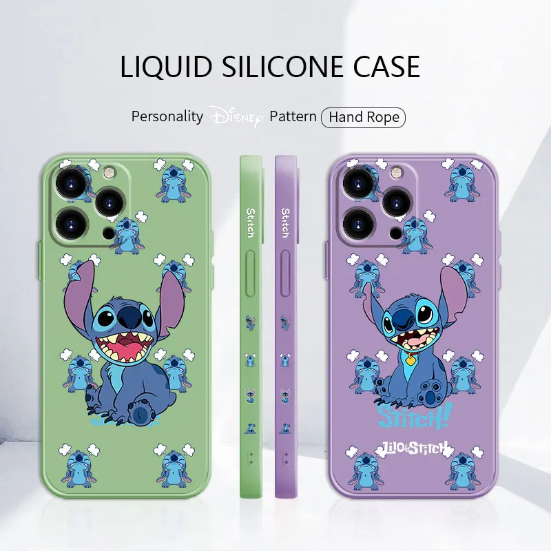 

Trend Silicone Liquid Funda Case for iPhone 11 12 13 Pro Max 7 8 Plus SE XS SE2020 2020 X Disney Stitch Angry Cartoon Blue