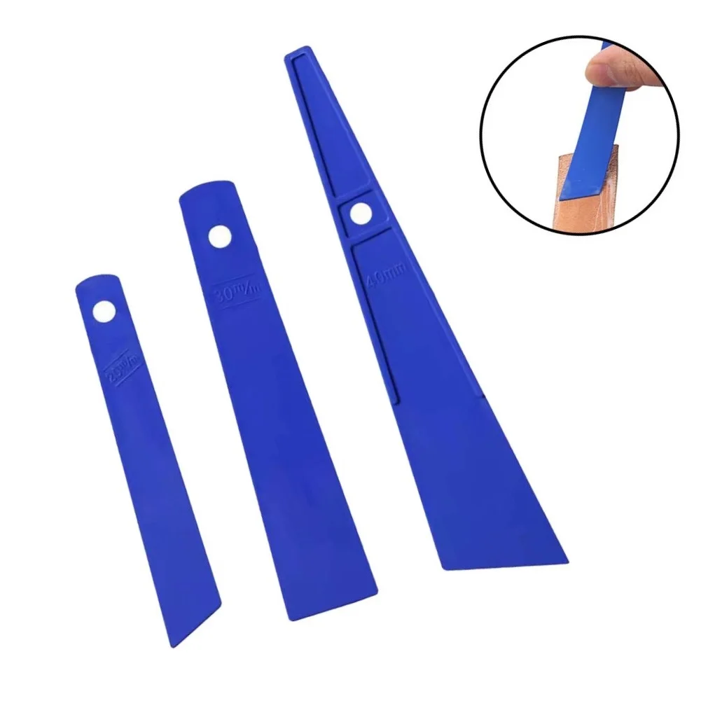

3Pcs 20mm 30mm 40mm Blue Plastic Erasing Board Smear Glue Scraper Handmade Carving Sewing Sewing Leather Craft Tools