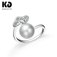 kogavin heart shaped pearl rings fashion accessories wedding female gift anillos mujer ring anillos pink party engagement rings