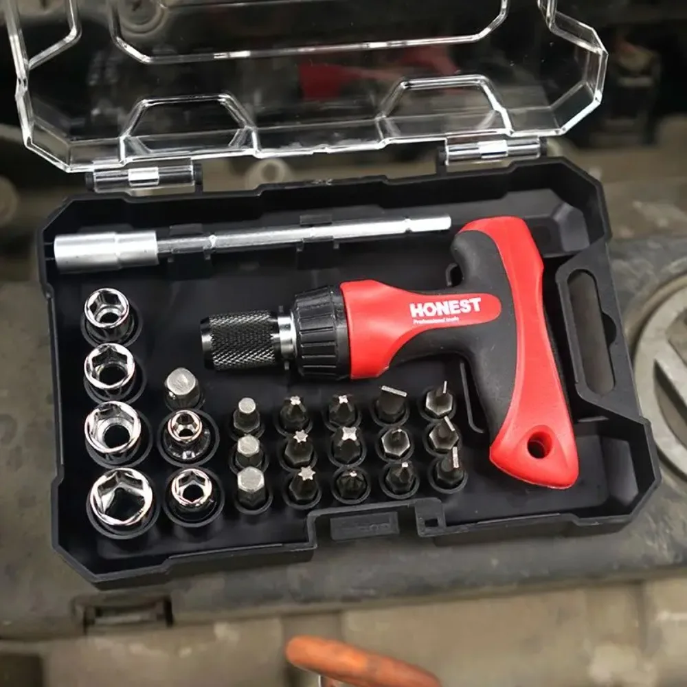 

Car workshop ratchet screwdriver set manual tool T-shaped drill bit multi tool socket wrench, multi-functional mechanical set