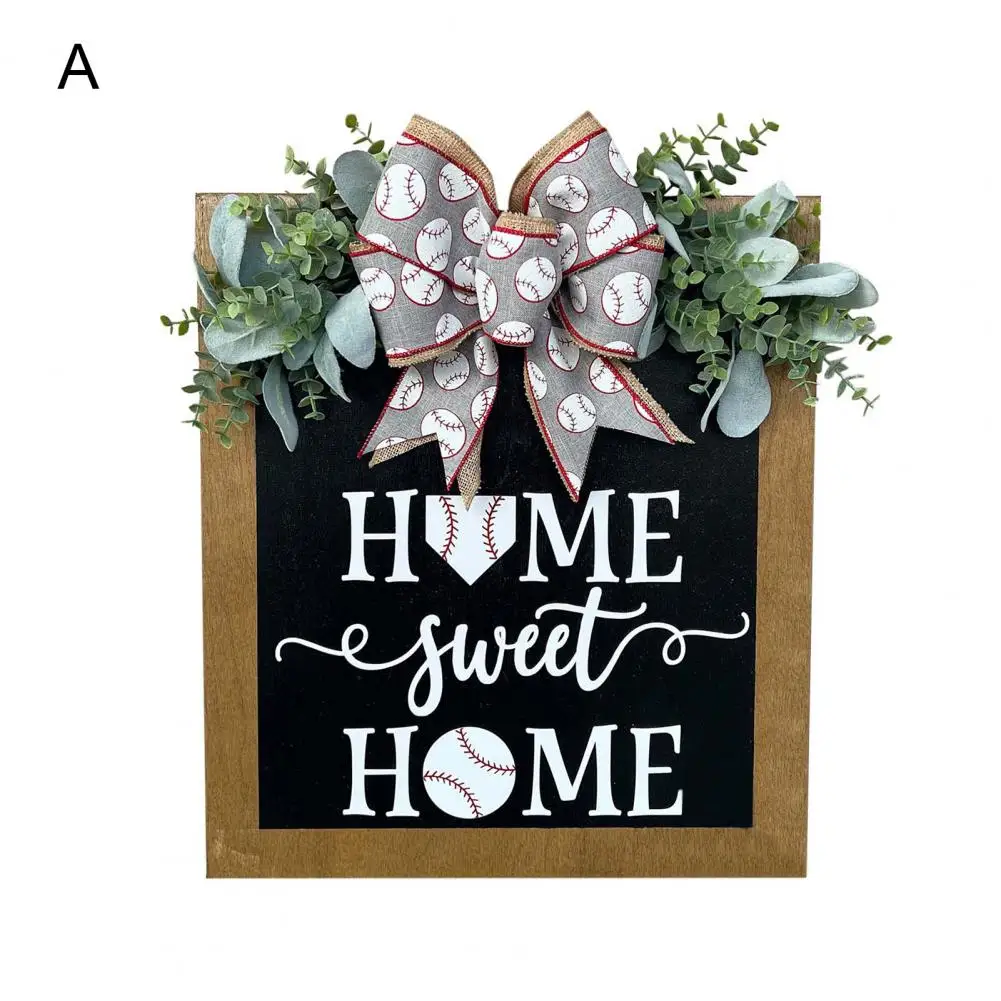 

Welcome Home Hanger Bow-knot Pine Wood Front Door Decorations Baseball Gift Door Sign Nice-looking Welcome Sign Home Supply
