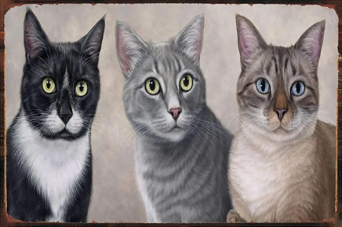 

Three Cats Retro Metal Tin Signboard Wall Decoration Suitable For Cafe Bar Family Dining Room Living Room Farmhouse Signboard 1