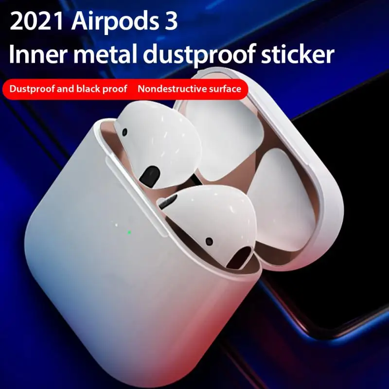 

Наклейки для наушников Airpods3 Apple, пылезащитные наклейки, железный порошок 2, защитный чехол, ультратонкие профессиональные металлические вну...