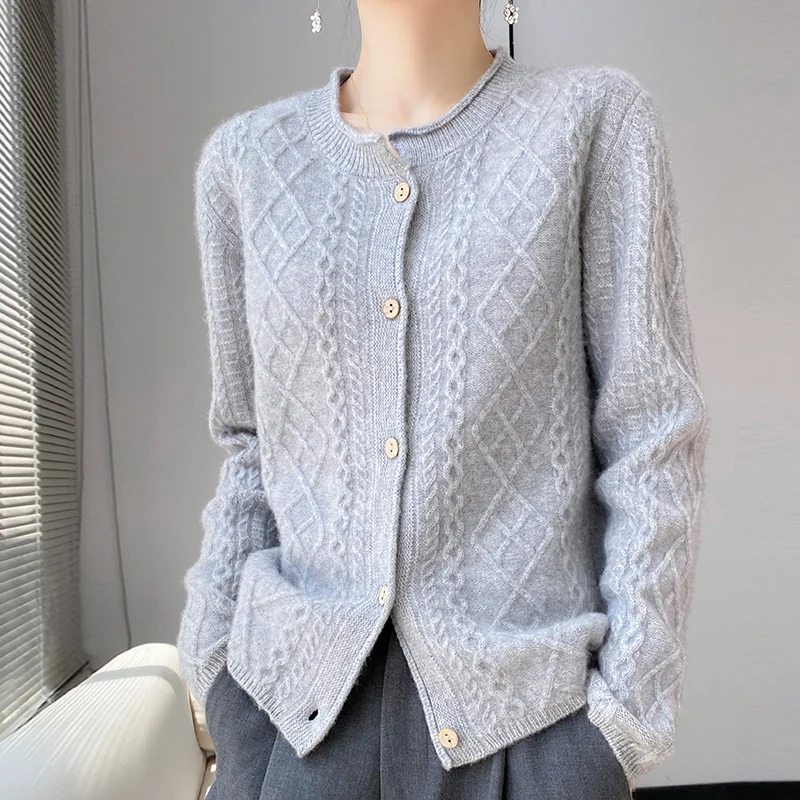 Винтажный осенне-зимний новый кардиган из 100% мериносовой шерсти кашемировый