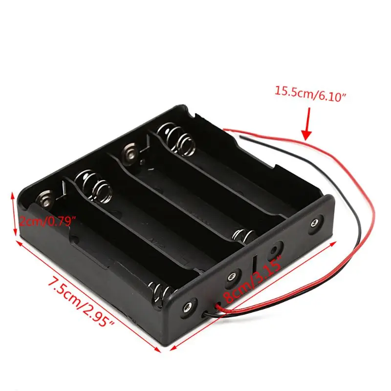

R2LB 5 Pcs 18650 Rechargeable Battery 3.7V Clip Holder Box Case With Wire Lead